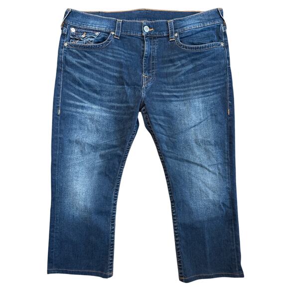 True Religion Ricky Dk Blue Relaxed Straight Denim Jeans Men's Size 40 x 24 - Picture 1 of 8